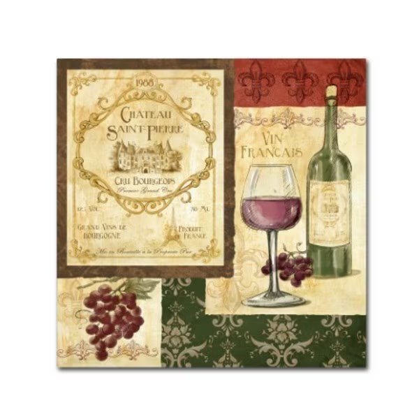 Fiona Stokes-Gilbert 'French Wine Patch' Canvas Art, 14x14, Trademark Fine Art, Mfr#: ALI13673-C1414GG